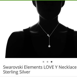 Swarovski Elements LOVE Y Necklace Sterling Silver